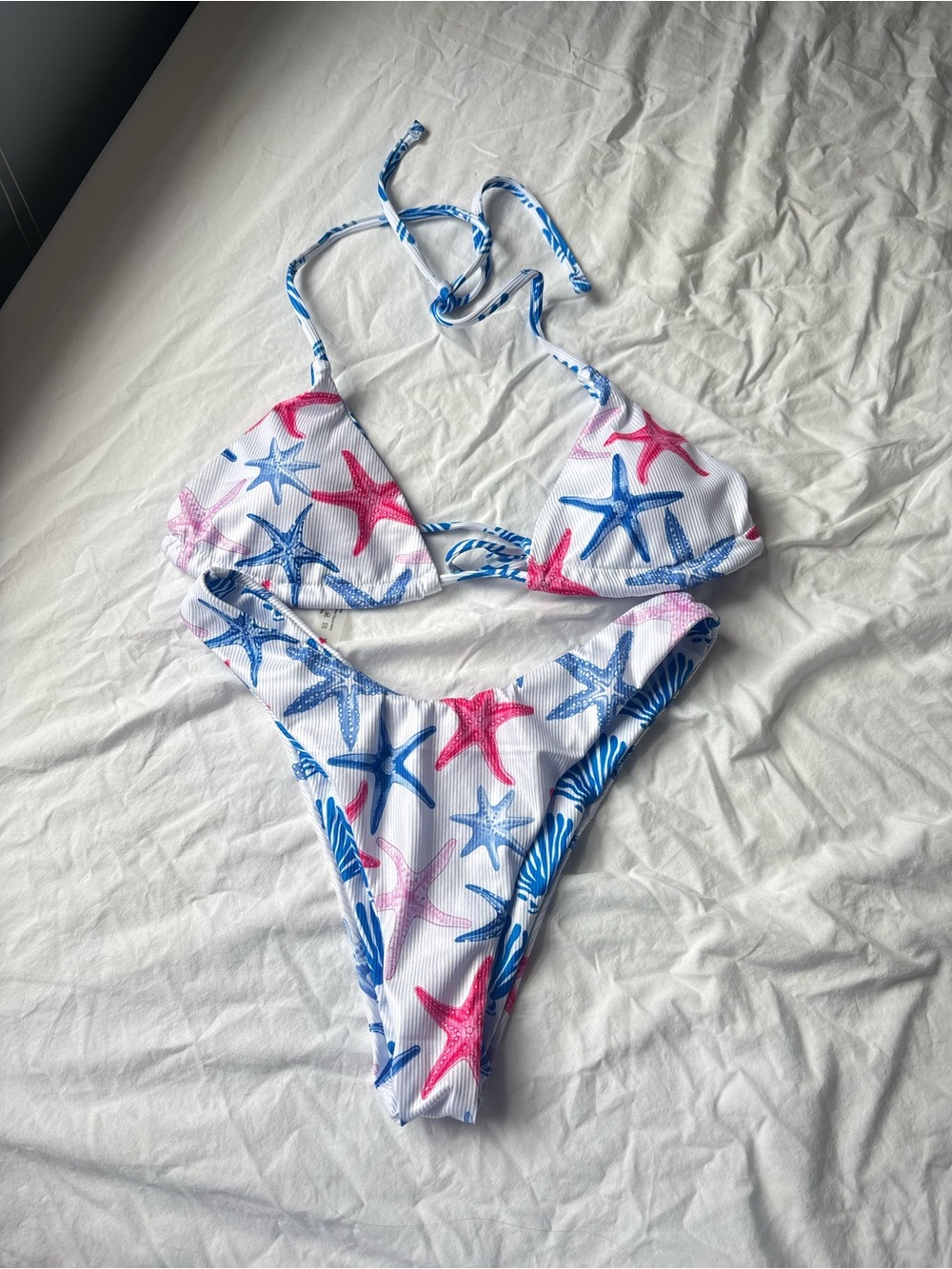 Pink & Blue Starfish Print Bikini Set